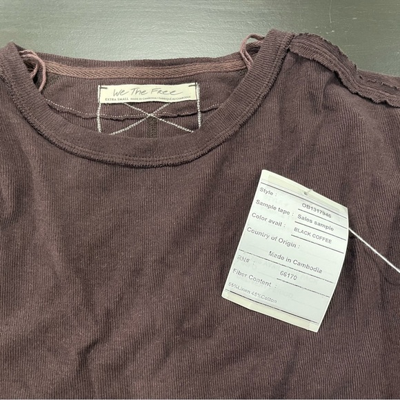 Free People We the Free Sample Item ~ XS Boxy Scoop Neck Relax Fit Ribbed Tee - Picture 4 of 5